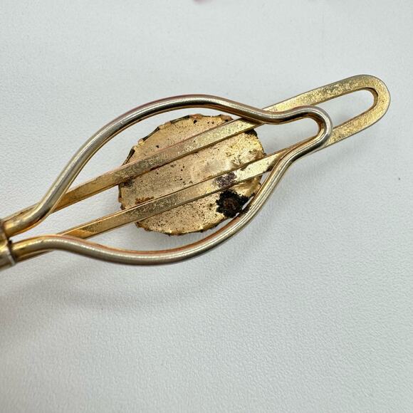 Vintage Gold Flake Turquoise Chip Tie Clip Unique Southwestern Retro Unsigned - Picture 8 of 11